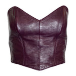  North Beach Leather Michael Hoban 90s Eggplant Purple Leather Buckle Bustier FRONT 1/6