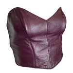  North Beach Leather Michael Hoban 90s Eggplant Purple Leather Buckle Bustier FRONT ANGLE 2/6