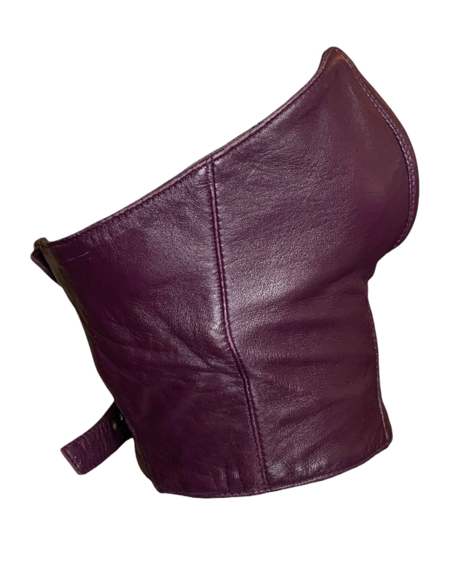  North Beach Leather Michael Hoban 90s Eggplant Purple Leather Buckle Bustier SIDE 3/6