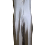  Stella McCartney Pewter Silver Silk Twill Halter Tie Neck Jumpsuit FRONT 1/5