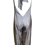  Stella McCartney Pewter Silver Silk Twill Halter Tie Neck Jumpsuit BACK WITH BOW 3/5