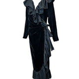 Saint Laurent 70s Black Velvet Waistcoat Dress with Ruffle Collar PROFILE PHOTO 2 OF 5