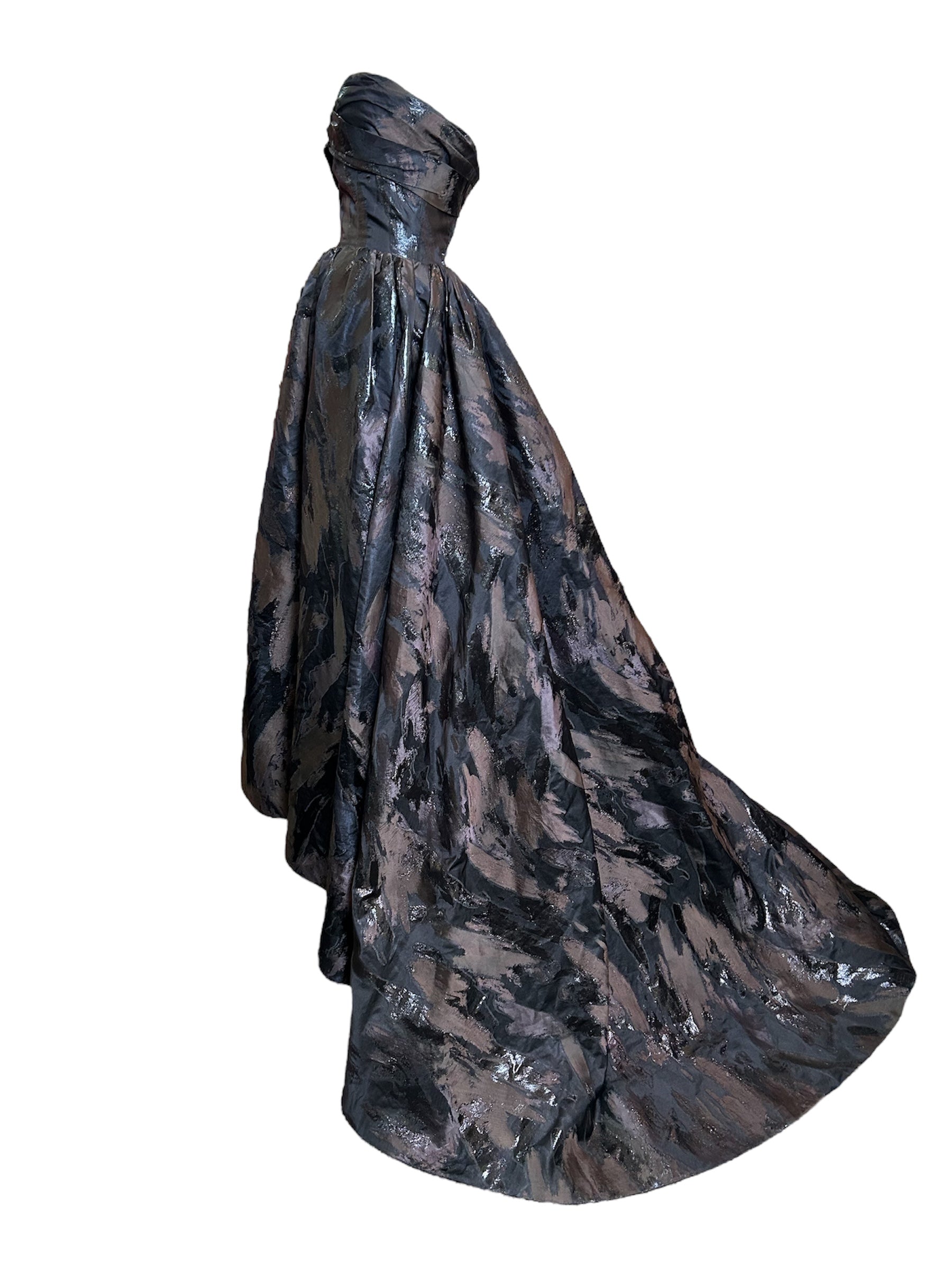 Oscar de la Renta F/W 2009 Black "Paint Strokes" Black Ball Gown SIDE PHOTO 2 OF 7