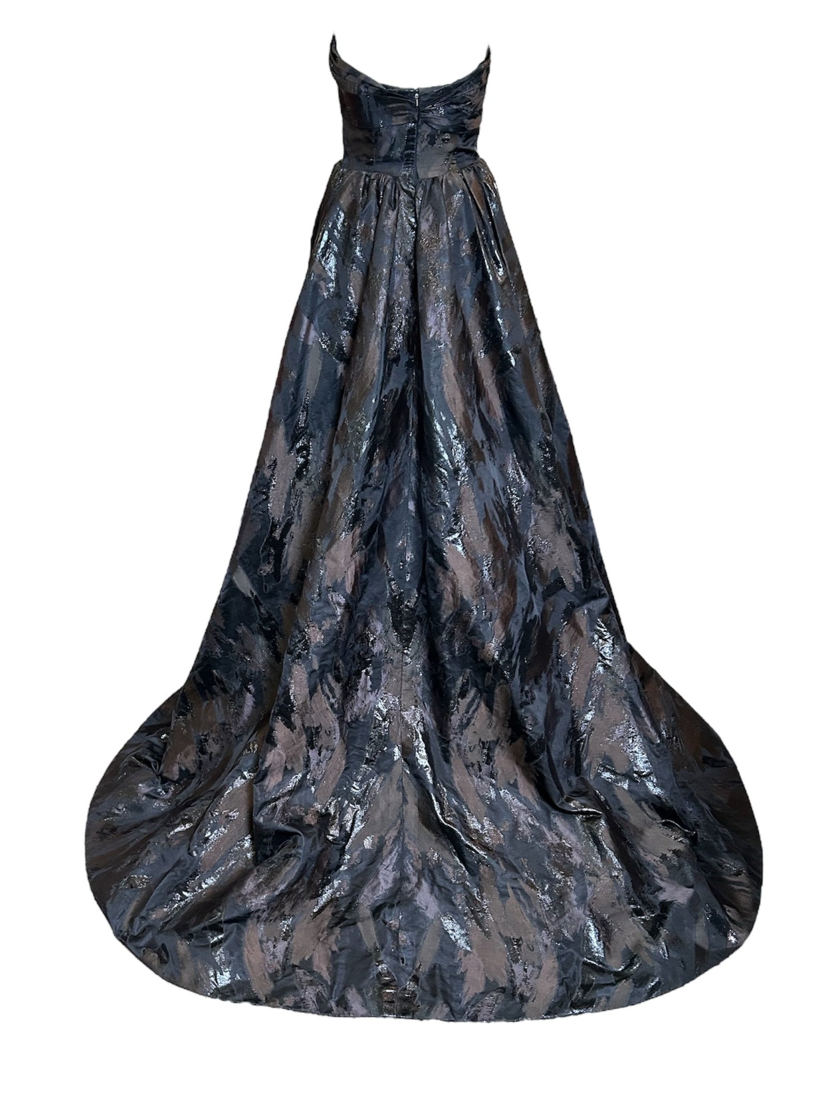 Oscar de la Renta F/W 2009 Black "Paint Strokes" Black Ball Gown BACK PHOTO 4 OF 7