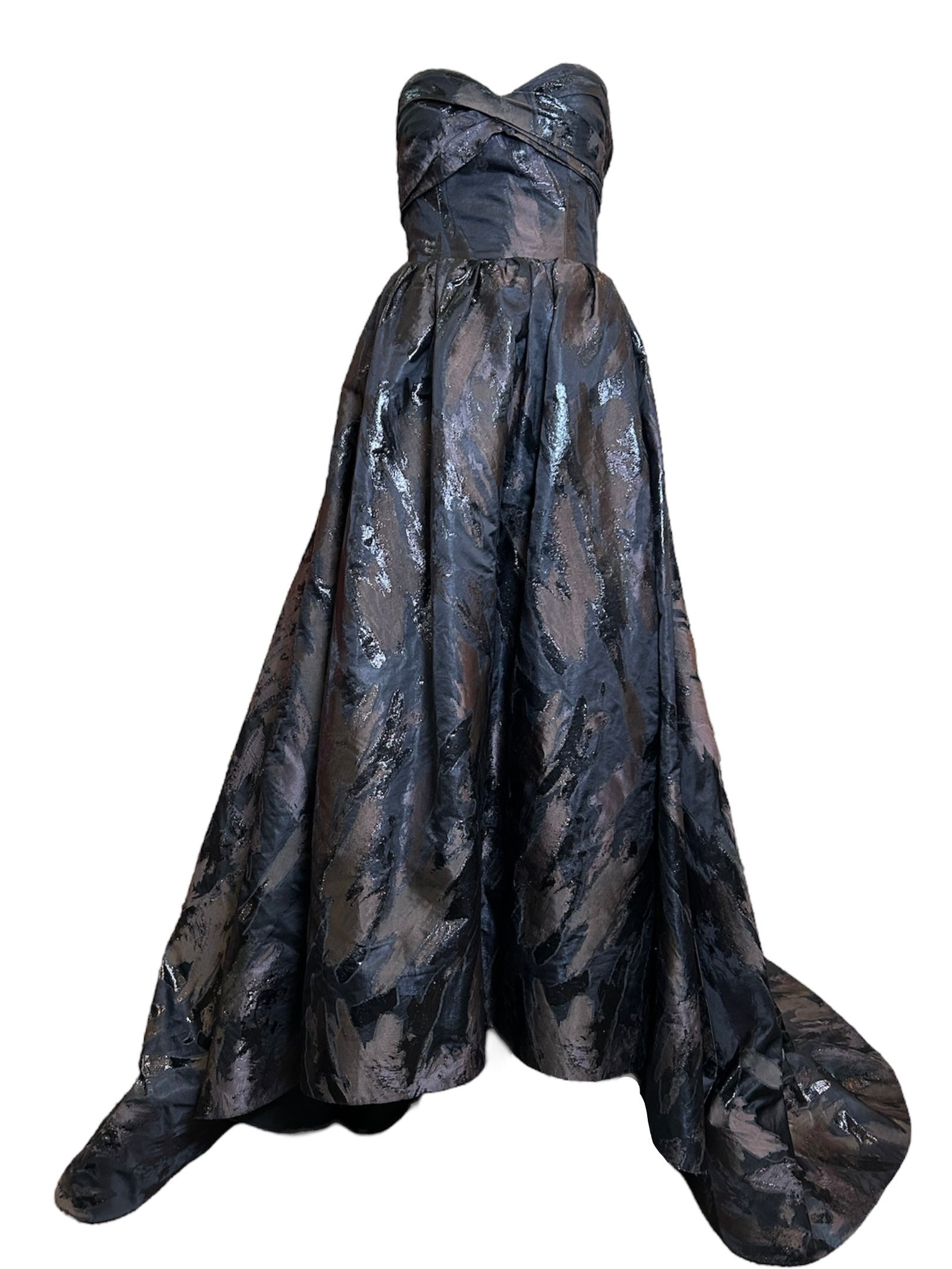 Oscar de la Renta F/W 2009 Black "Paint Strokes" Black Ball Gown FRONT PHOTO 3 OF 7