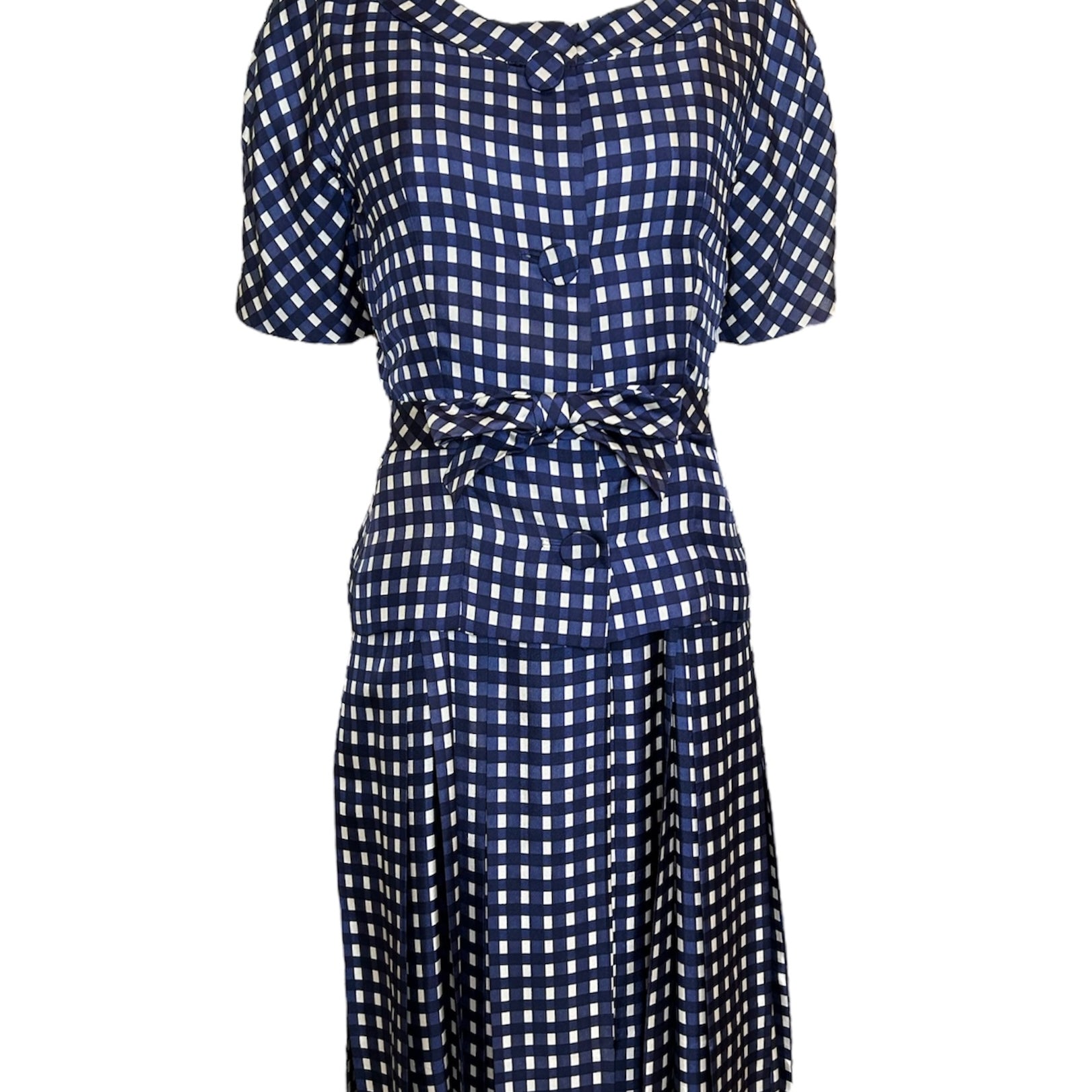 Jean Patou Haute Couture Late 50s Silk Window Check Dress/Jacket Ensemble FRONT PHOTO 1 OF 7