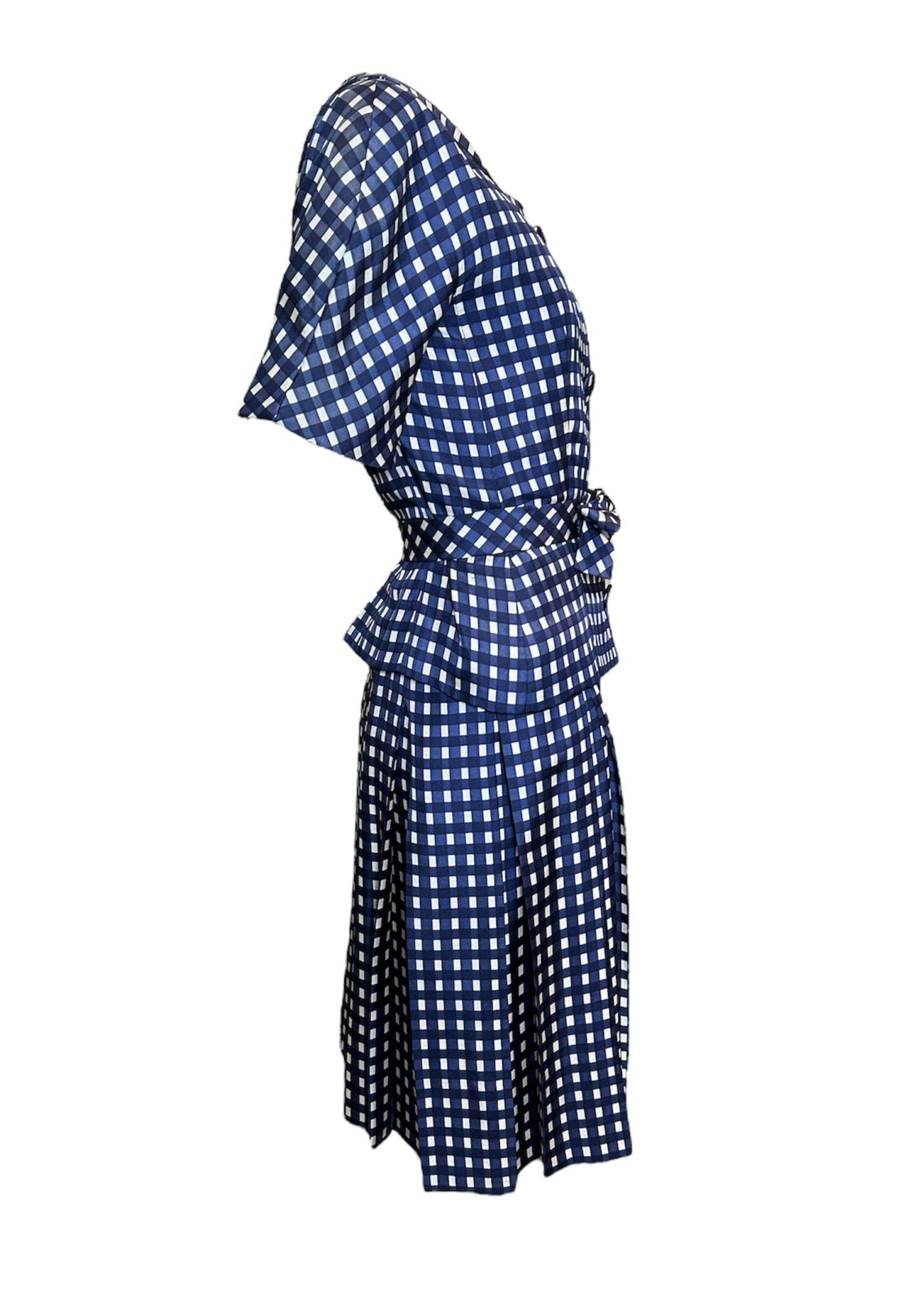 Jean Patou Haute Couture Late 50s Silk Window Check Dress/Jacket Ensemble SIDE PHOTO 4 OF 7