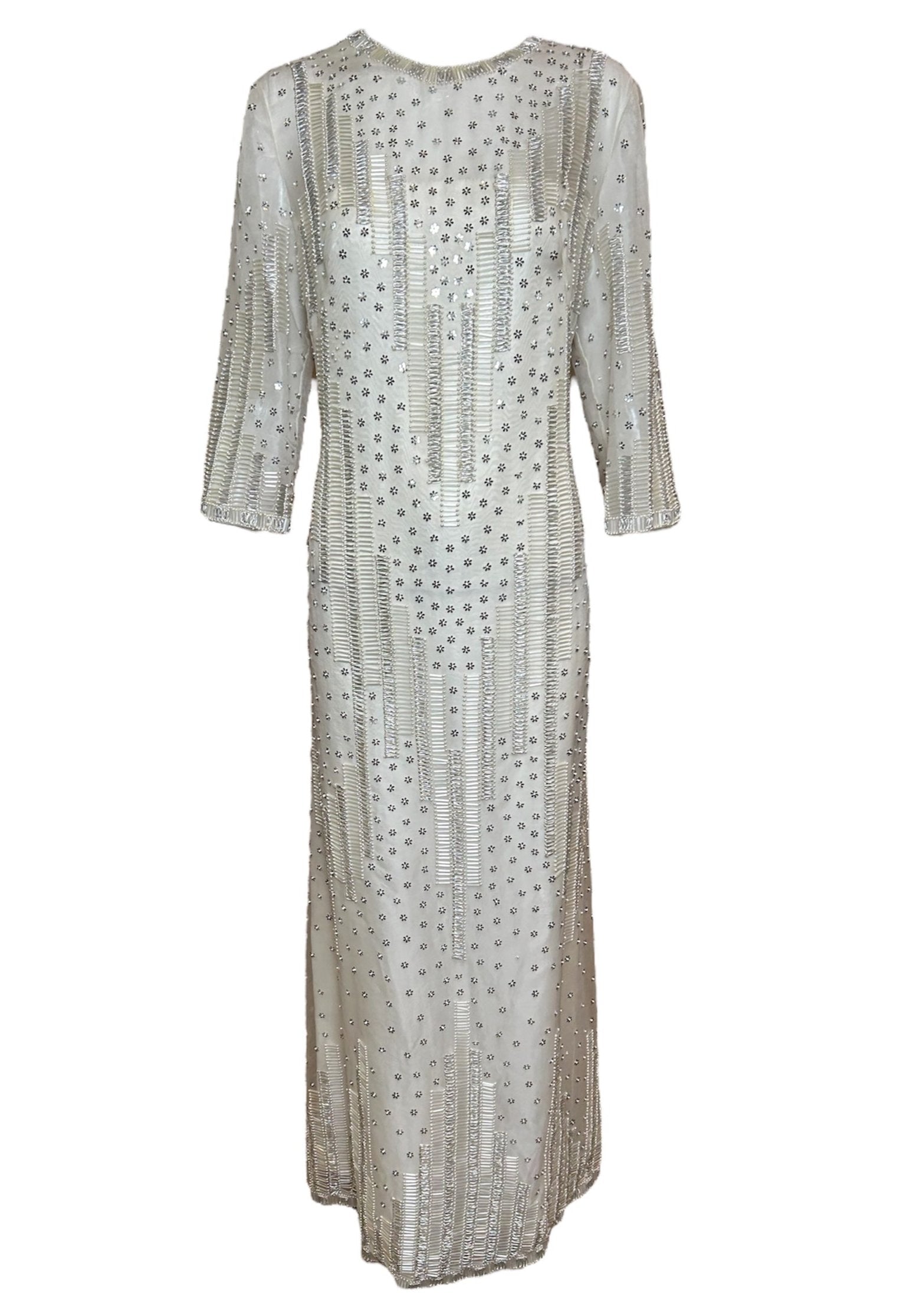 Dynasty 1960s Regency Silk Beaded Kaftan Gown FRONT PHOTO 1 OF 8