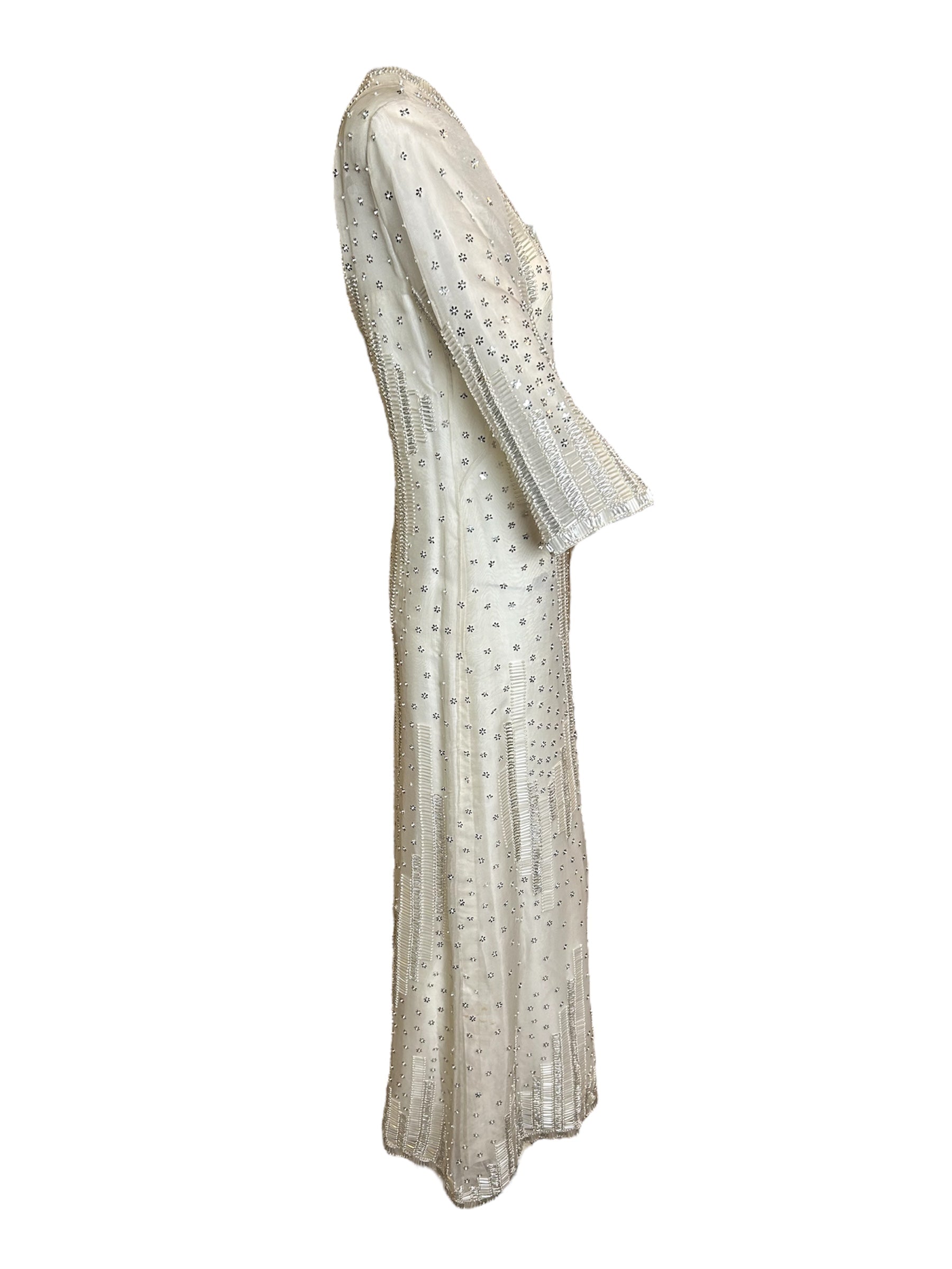 Dynasty 1960s Regency Silk Beaded Kaftan Gown SIDE PHOTO 3 OF 8