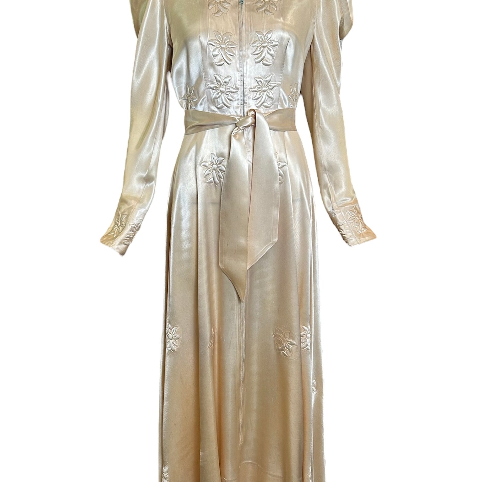 1940s Bridal Champagne Satin Evening Gown PHOTO 1 OF 8