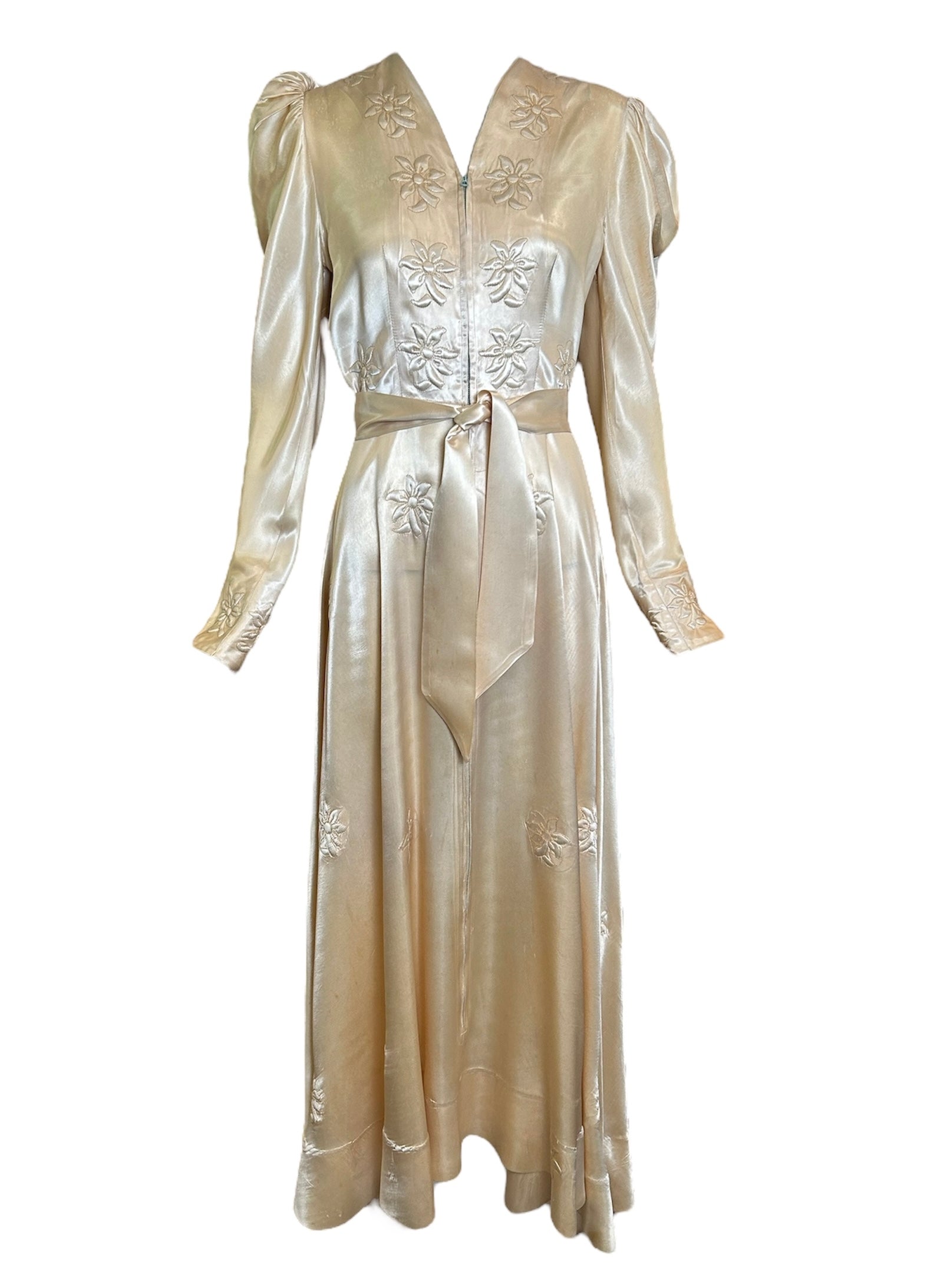 1940s Bridal Champagne Satin Evening Gown PHOTO 1 OF 8