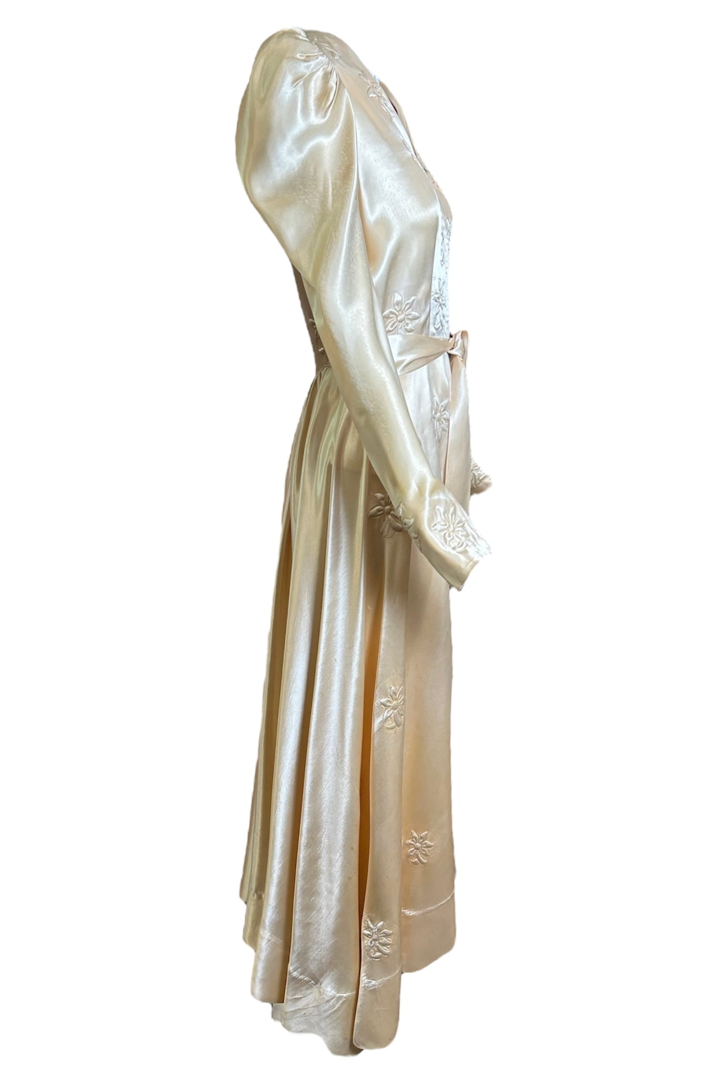 1940s Bridal Champagne Satin Evening Gown SIDE PHOTO 3 OF 8