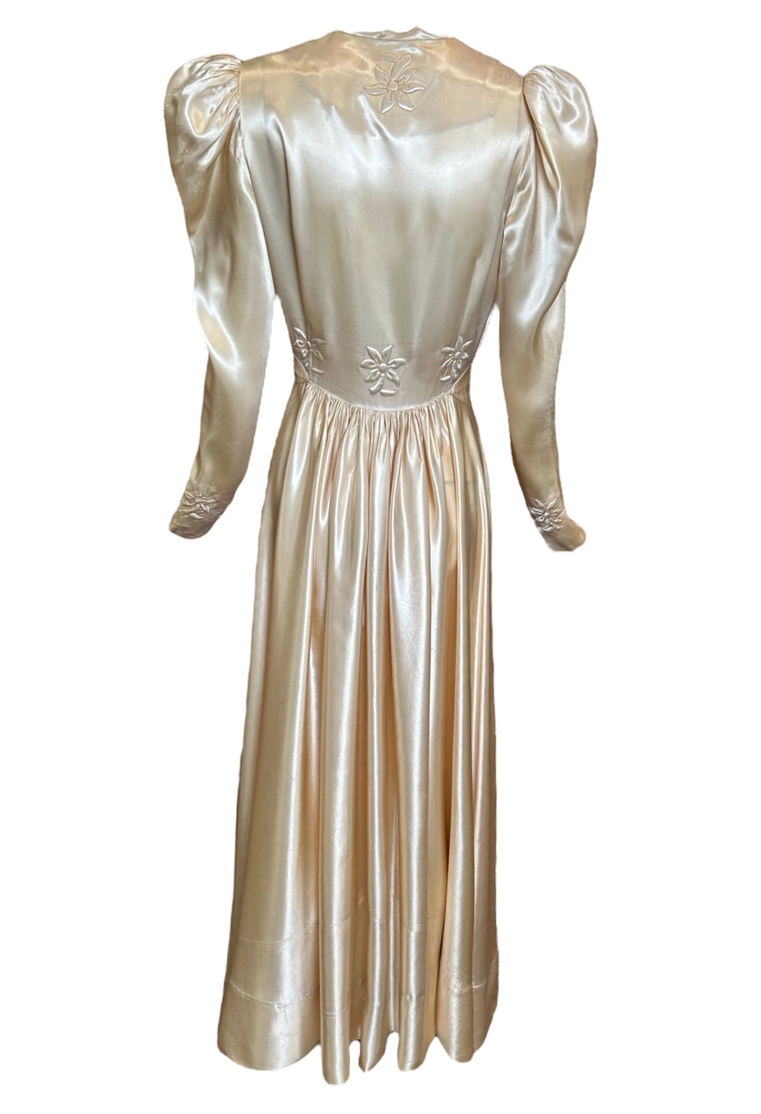 1940s Bridal Champagne Satin Evening Gown BACK PHOTO 4 OF 8 