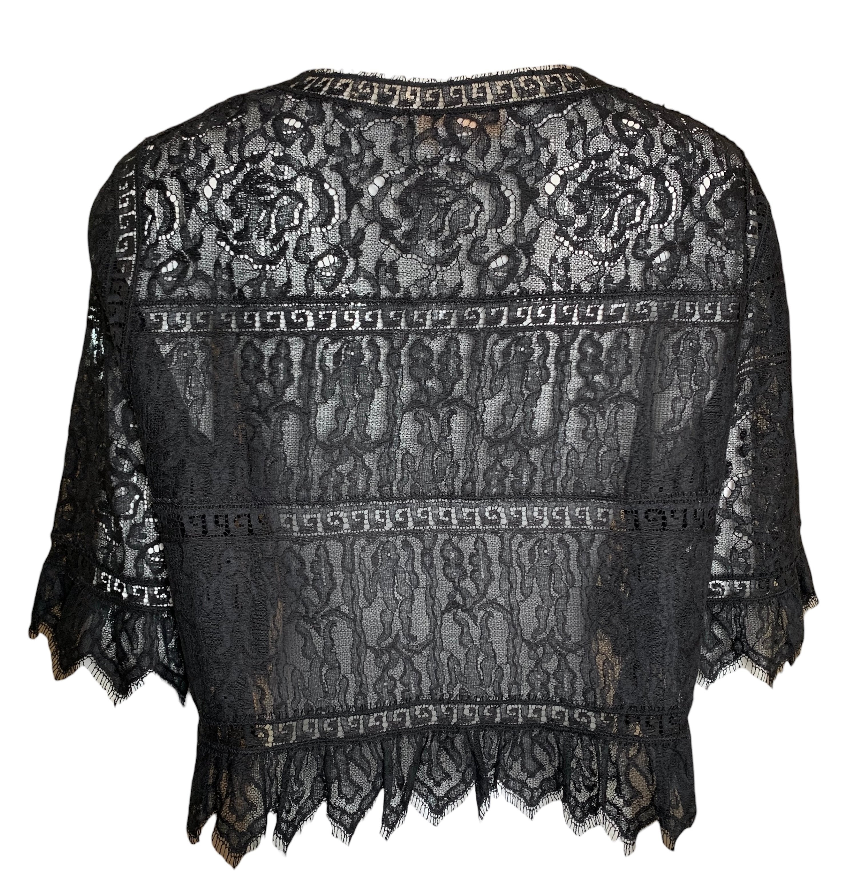 Chloé Neo Victorian Black Eyelash Lace Bolero Jacket BACK 3/4