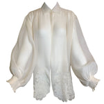 Christian Dior Boutique Cream Silk Organza Embroidered Blouse FRONT 1/8