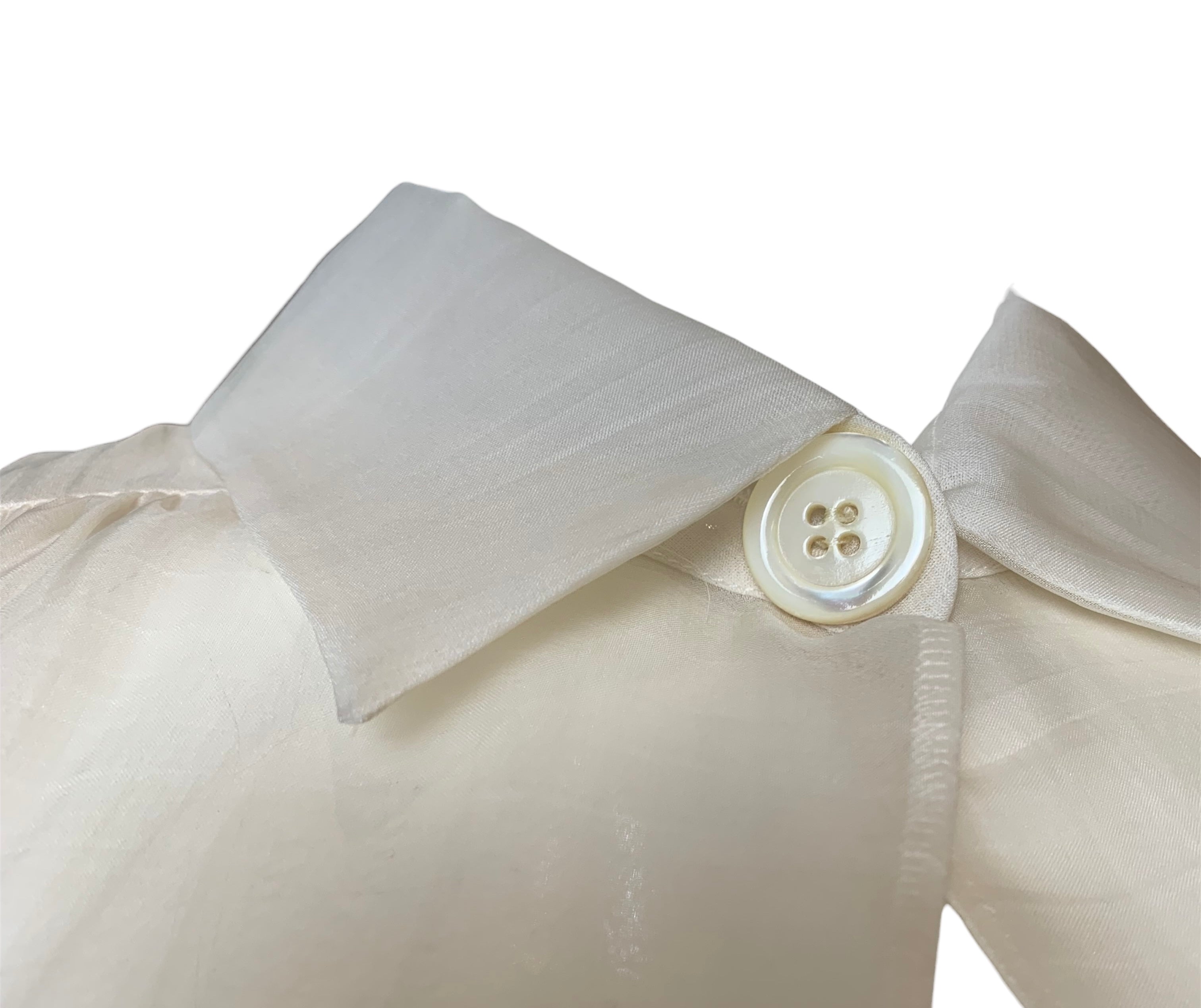 Christian Dior Boutique Cream Silk Organza Embroidered Blouse BUTTON DETAIL 6/8