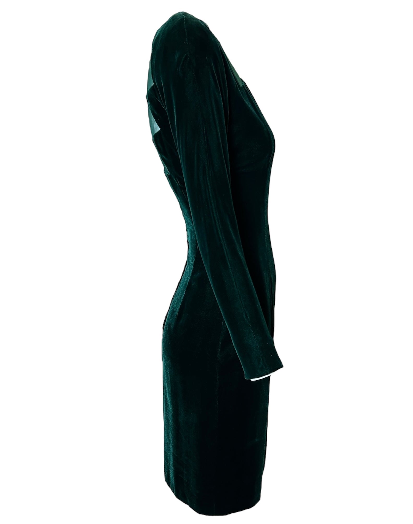 John Anthony Late 70s Emerald Velvet Cut-Out Lightning Dress SIDE PHOTO 4 OF 6