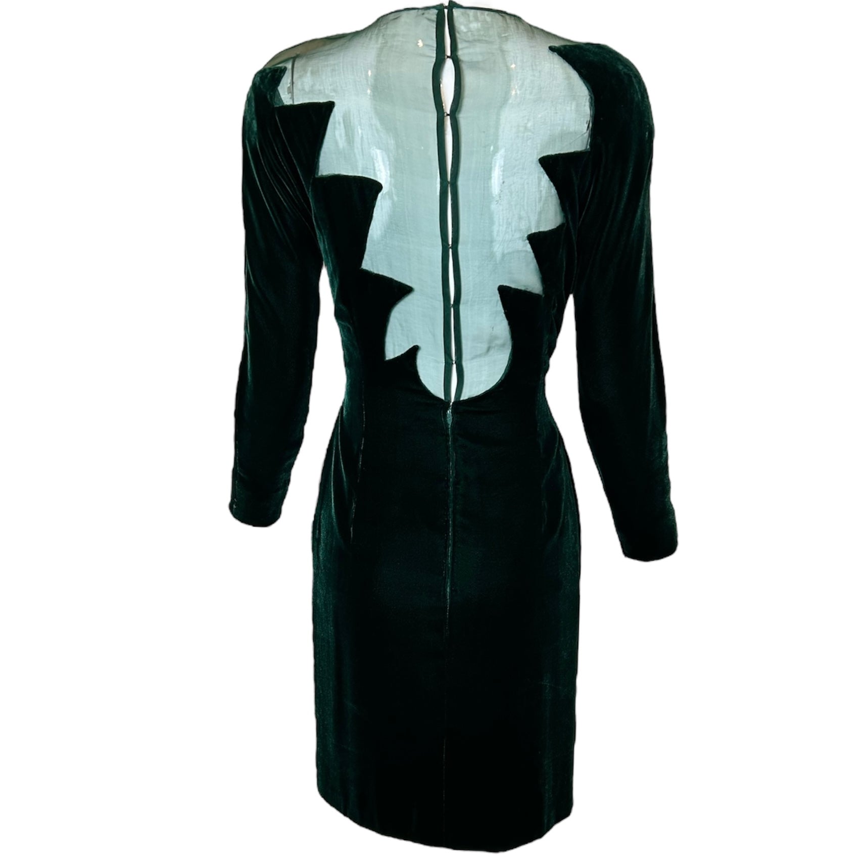 John Anthony Late 70s Emerald Velvet Cut-Out Lightning Dress BACK PHOTO 2 OF 6