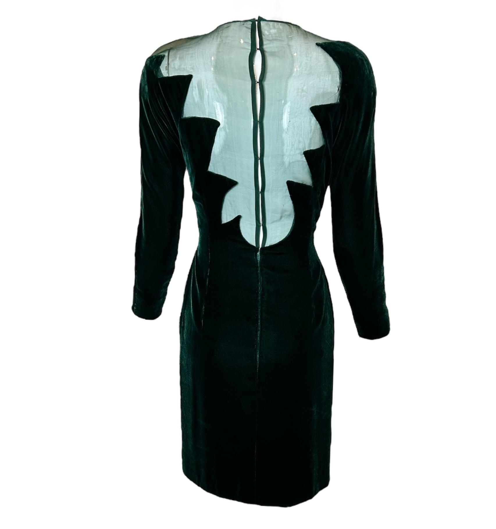 John Anthony Late 70s Emerald Velvet Cut-Out Lightning Dress BACK PHOTO 2 OF 6