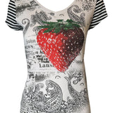 D&G Striped Rhinestone Strawberry Tee FRONT PHOTO 1 OF 5