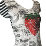 D&G Striped Rhinestone Strawberry Tee PROFILE PHOTO 2 OF 5