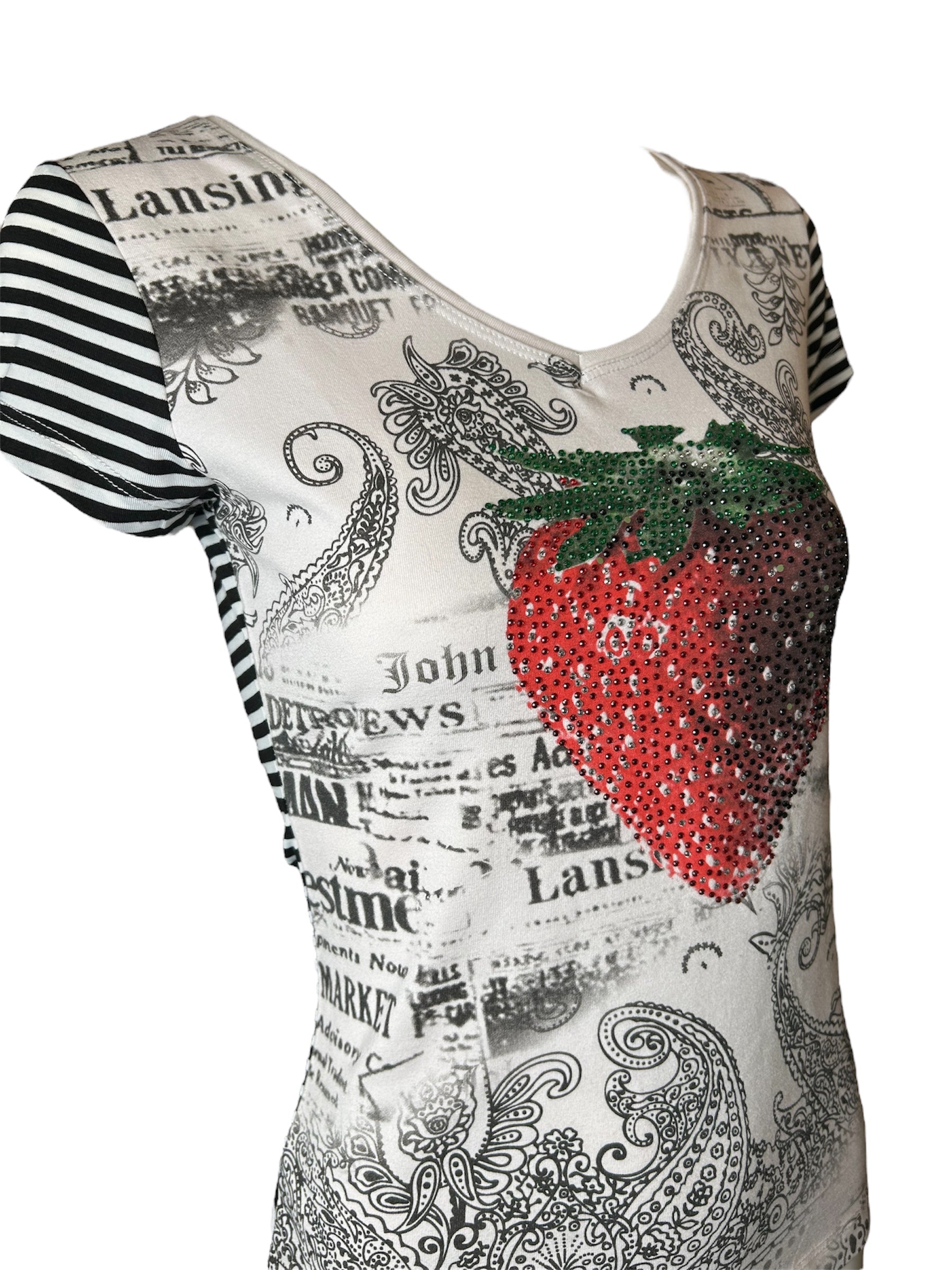 D&G Striped Rhinestone Strawberry Tee PROFILE PHOTO 2 OF 5