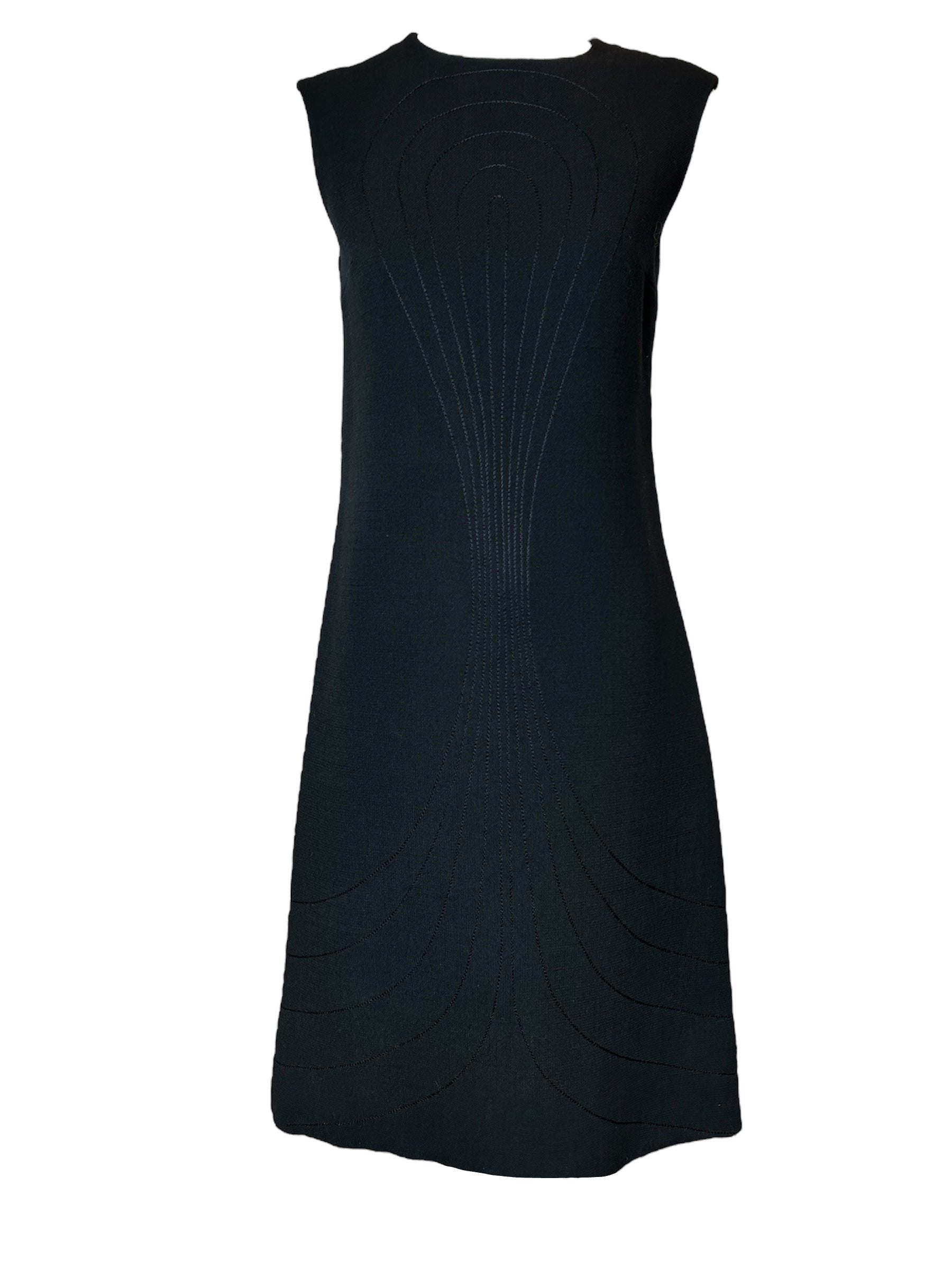 Pierre Cardin 1970s Unlabeled Double Weight Black Shift Dress FRONT PHOTO 1 OF 4