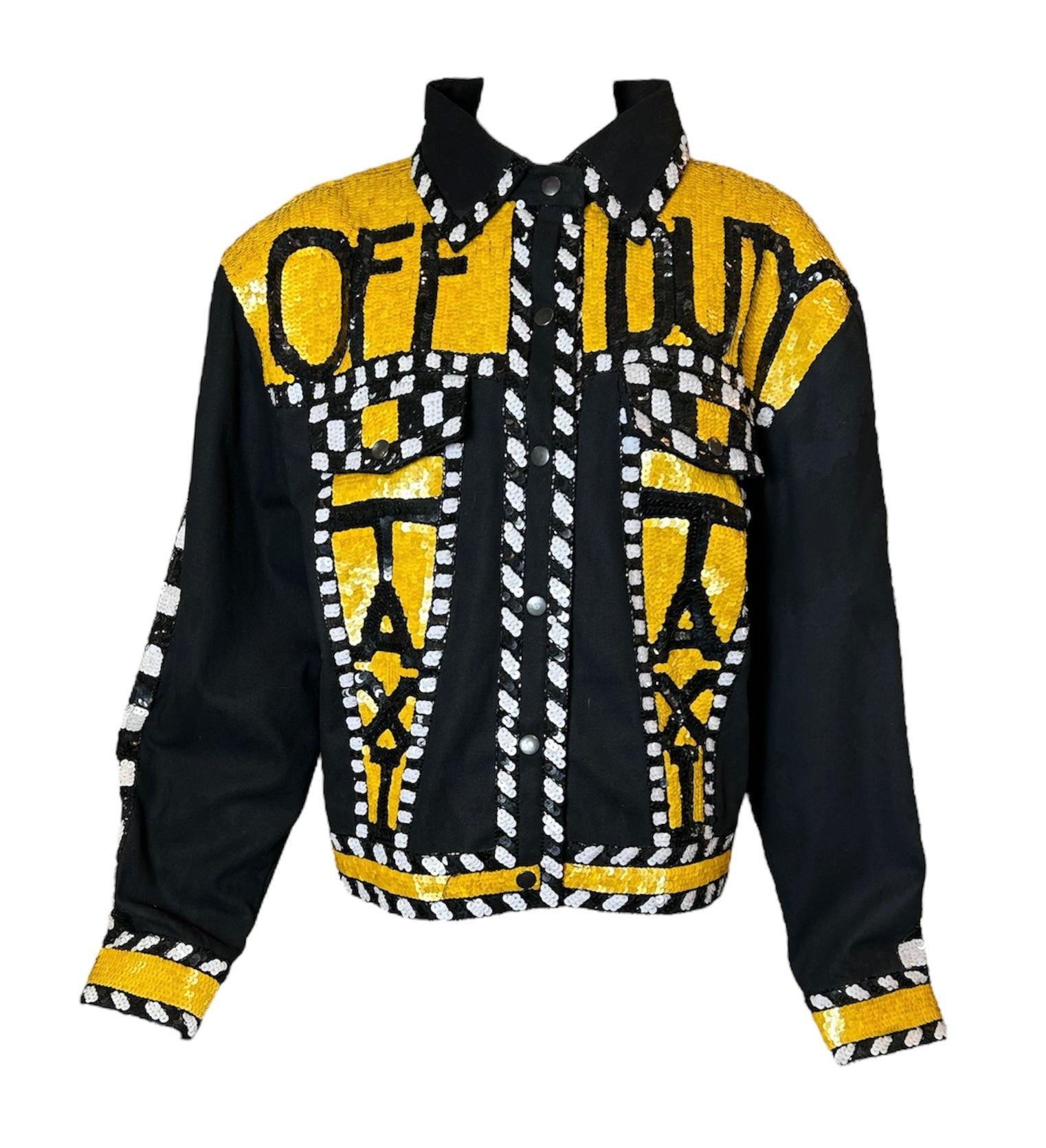 90s Sequined Maximalist Novelty Taxi Jacket FRONT PHOTO 1 OF 5