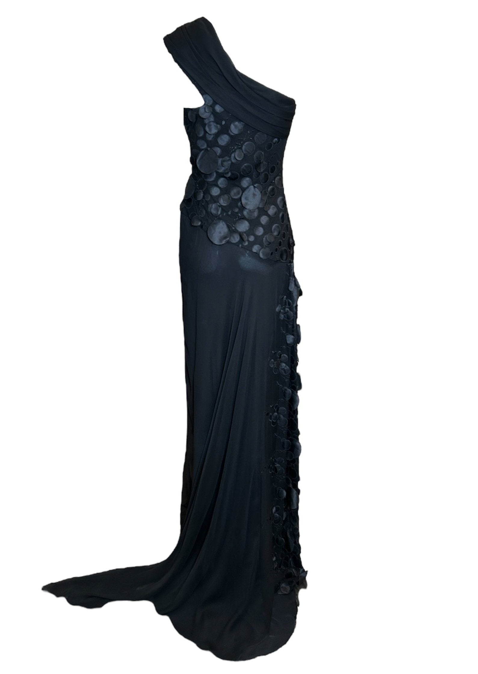 Lorena Sarbu Black Bubbles Elegant One Shoulder Gown BACK PHOTO 3 OF 4
