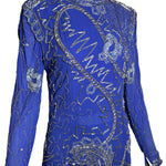 Fabrice Cobalt Blue Paisley Beaded Gown Ensemble FRONT PROFILE PHOTO 2 OF 12