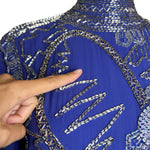 Fabrice Cobalt Blue Paisley Beaded Gown Ensemble FRONT SPOT 8 OF 12