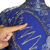 Fabrice Cobalt Blue Paisley Beaded Gown Ensemble FRONT SPOT 8 OF 12