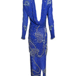 Fabrice Cobalt Blue Paisley Beaded Gown Ensemble BACK PHOTO 4 OF 12