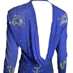 Fabrice Cobalt Blue Paisley Beaded Gown Ensemble BACK PROFILE PHOTO 5 OF 12