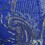 Fabrice Cobalt Blue Paisley Beaded Gown Ensemble BEADING DETAILING 7 OF 12