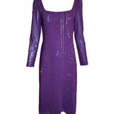 Sant Angelo 70s Dress Purple Studded with Rhinestones