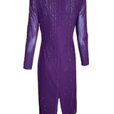 Sant Angelo 70s Dress Purple Studded with Rhinestones