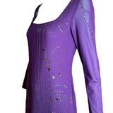 Sant Angelo 70s Dress Purple Studded with Rhinestones