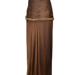 Odicini Couture Glowing Brown Strapless Silk Gown with Beaded Accents BACK 4 OF 7