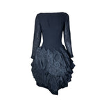 Marsis 1959 Black Crepe Dress w/Diagonal Taffeta Ruffle Skirt 