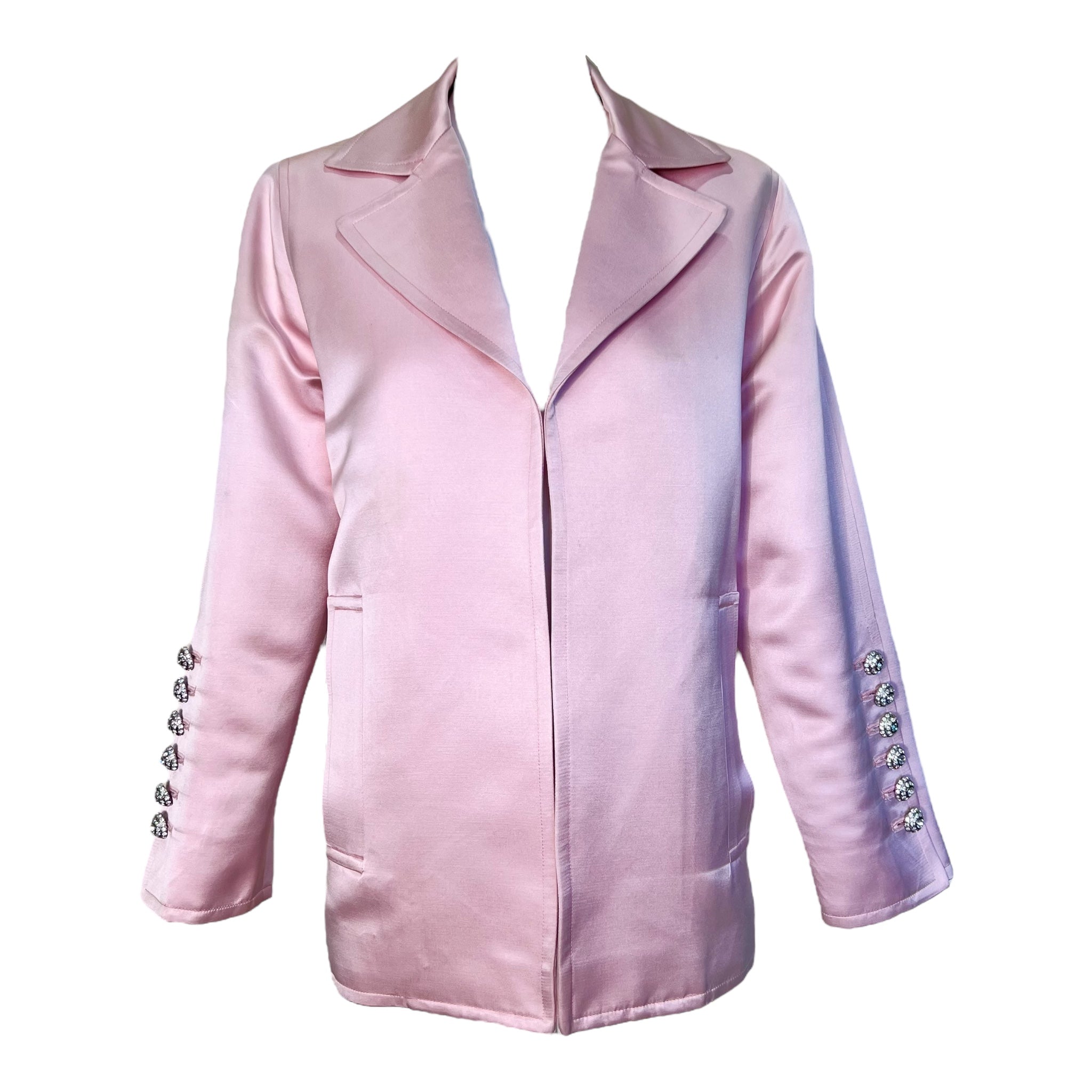 Saint Laurent Rive Gauche 1990's Pink Silk Satin Evening Jacket