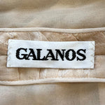 Galanos S/S 1984 Champagne Pleated Silk Jacquard Blouse and Beaded Skirt Ensemble, LABEL GALANOS