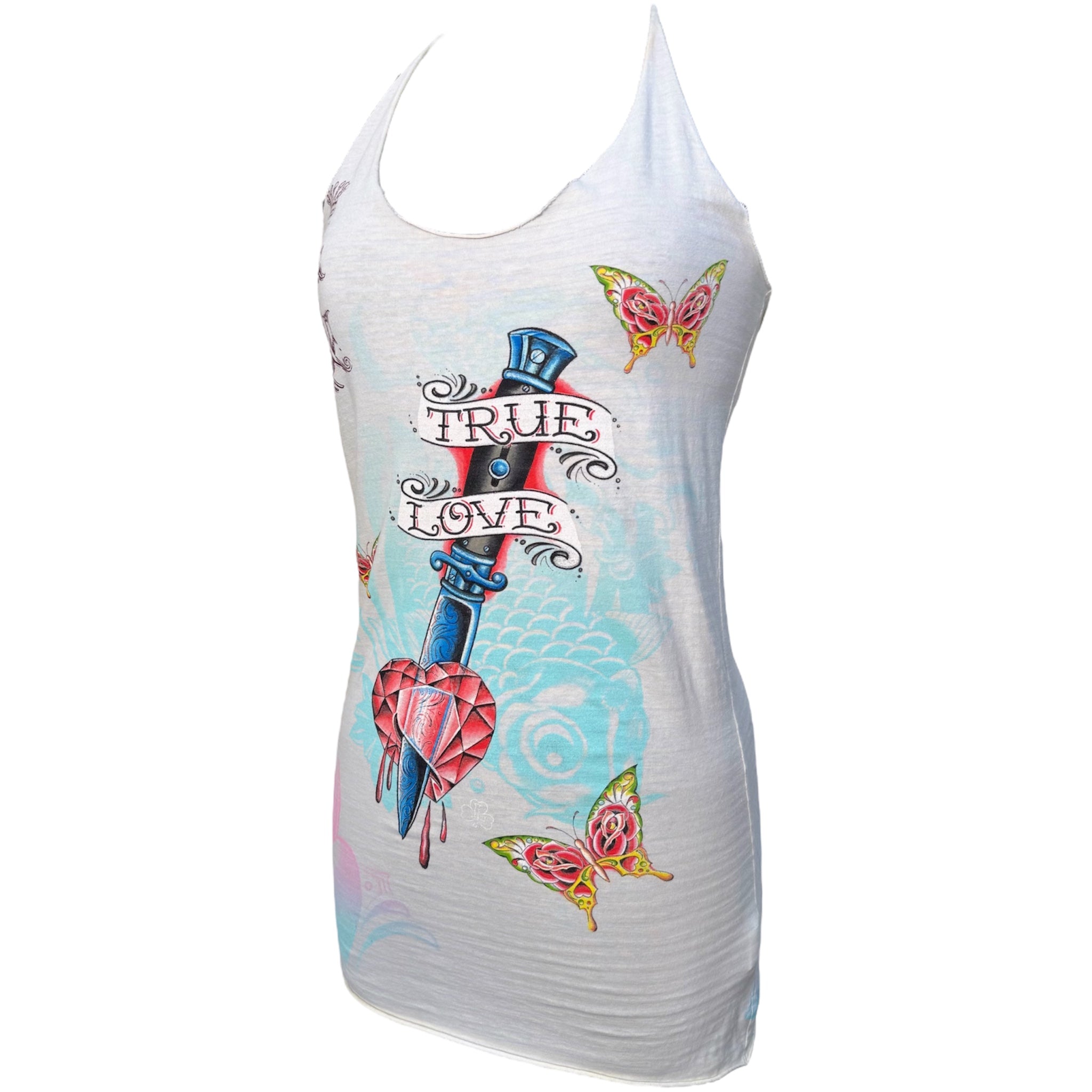 Christian Audigier Y2K Tattoo "True Love" Cotton Tank Top New/Old, side