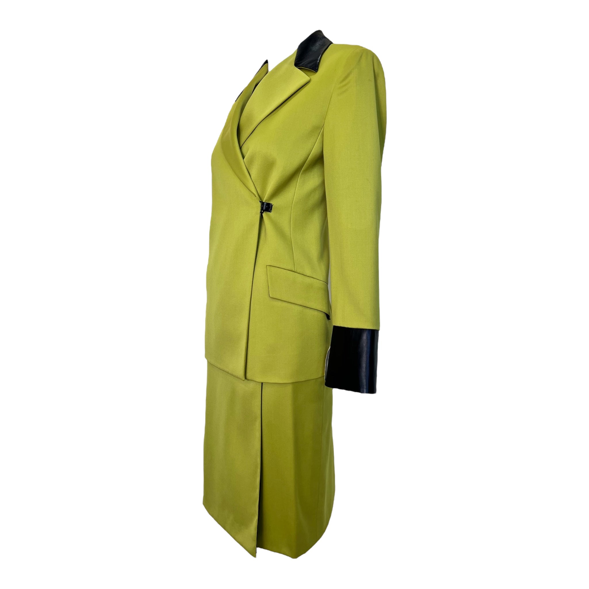 Gianni Versace Couture 1998 Chartreuse & Black Skirt Suit, NWT, side