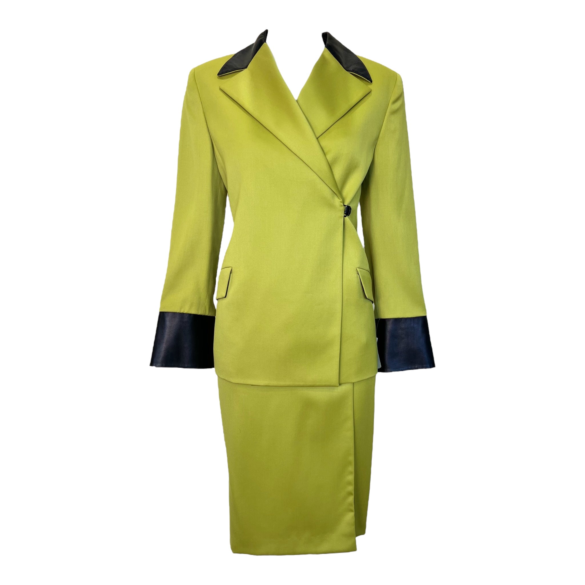 Gianni Versace Couture 1998 Chartreuse & Black Skirt Suit, NWT