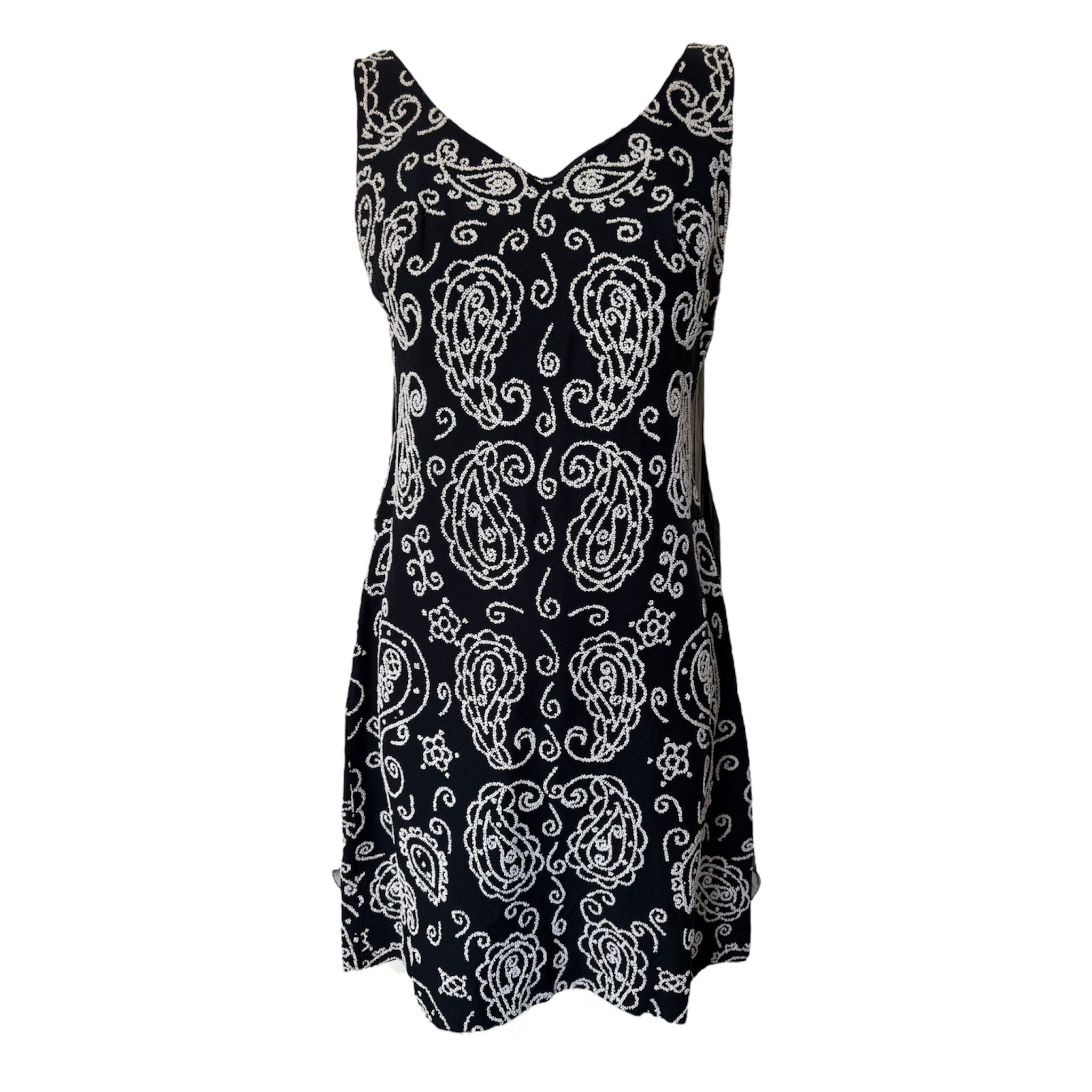 1960's Black Beaded Mini Dress with Pleated Capelet