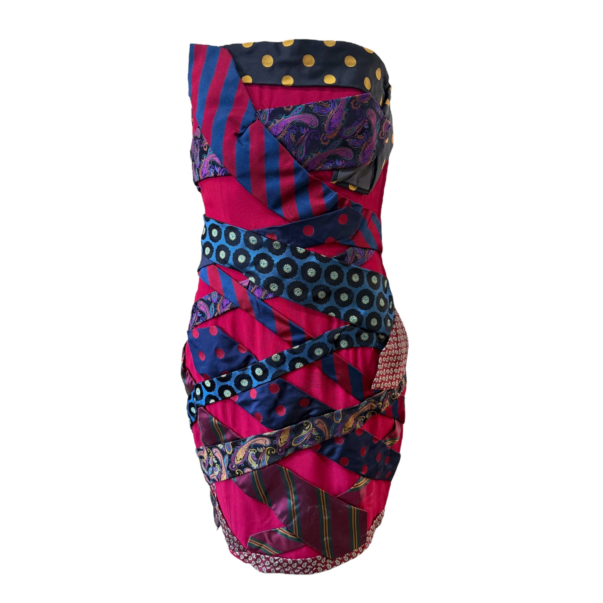 Moschino Couture 1990s Strapless "Tie" Dress