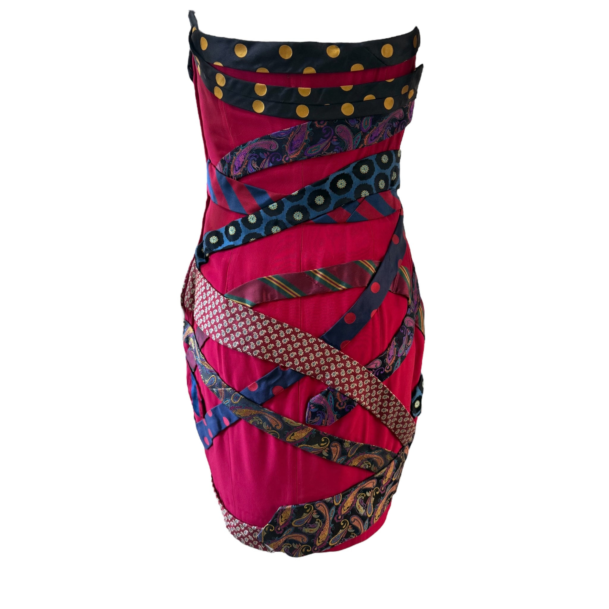 Moschino Couture 1990s Strapless "Tie" Dress, back