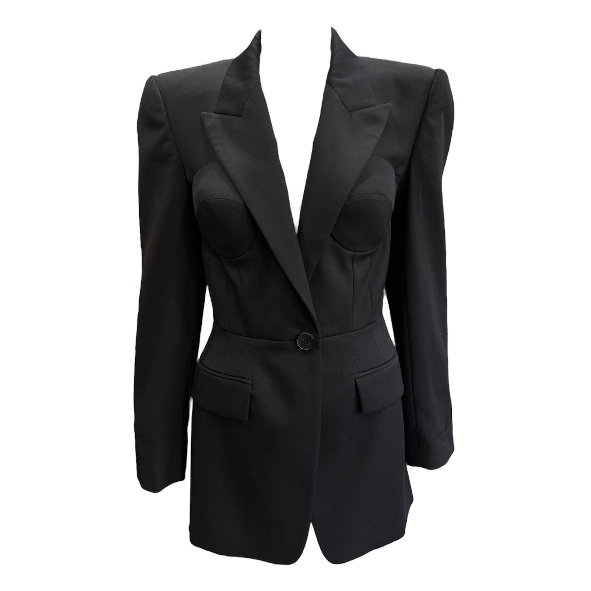 2024 Alexander McQueen Black Blazer w/Bust Detail