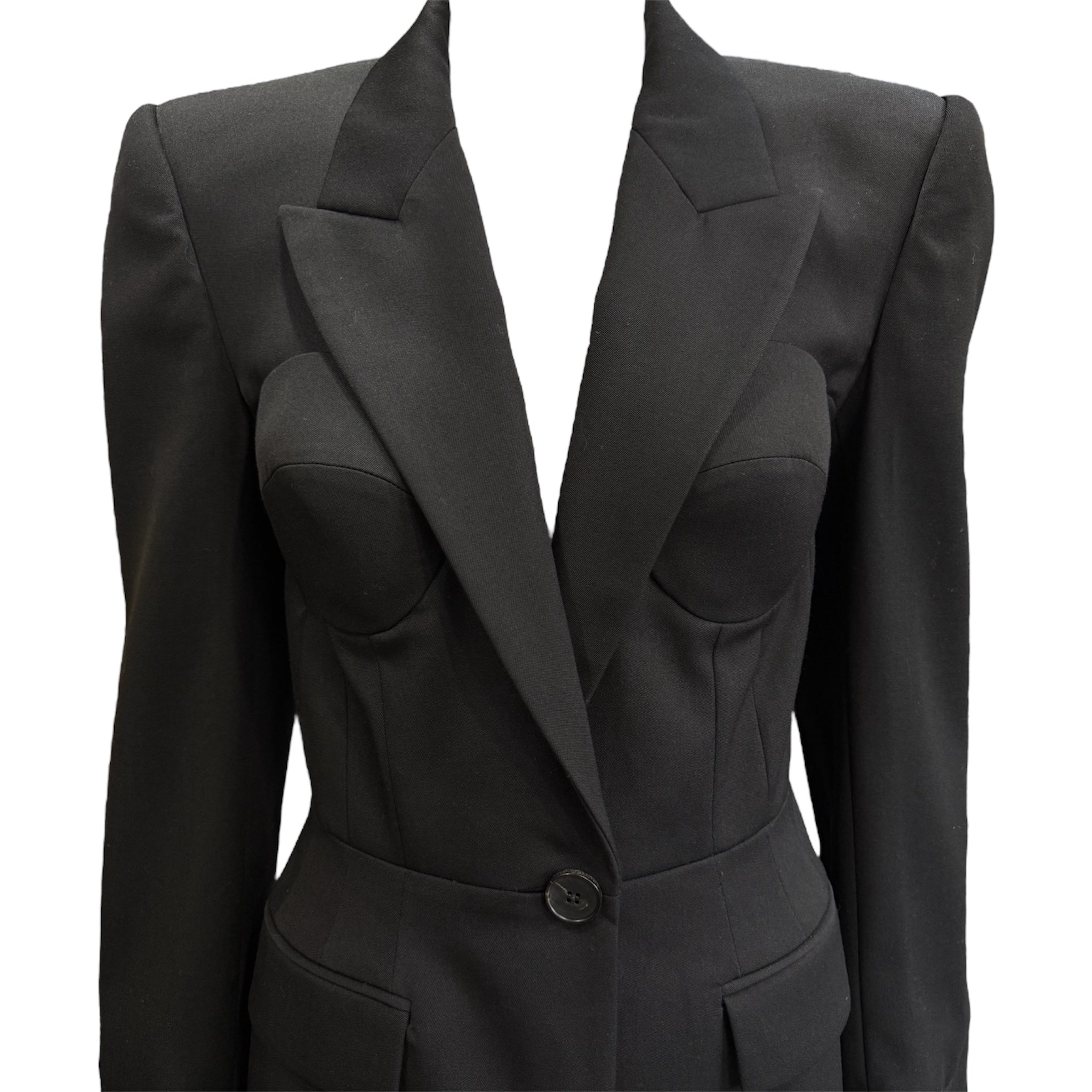 2024 Alexander McQueen Black Blazer w/Bust Detail, top detail